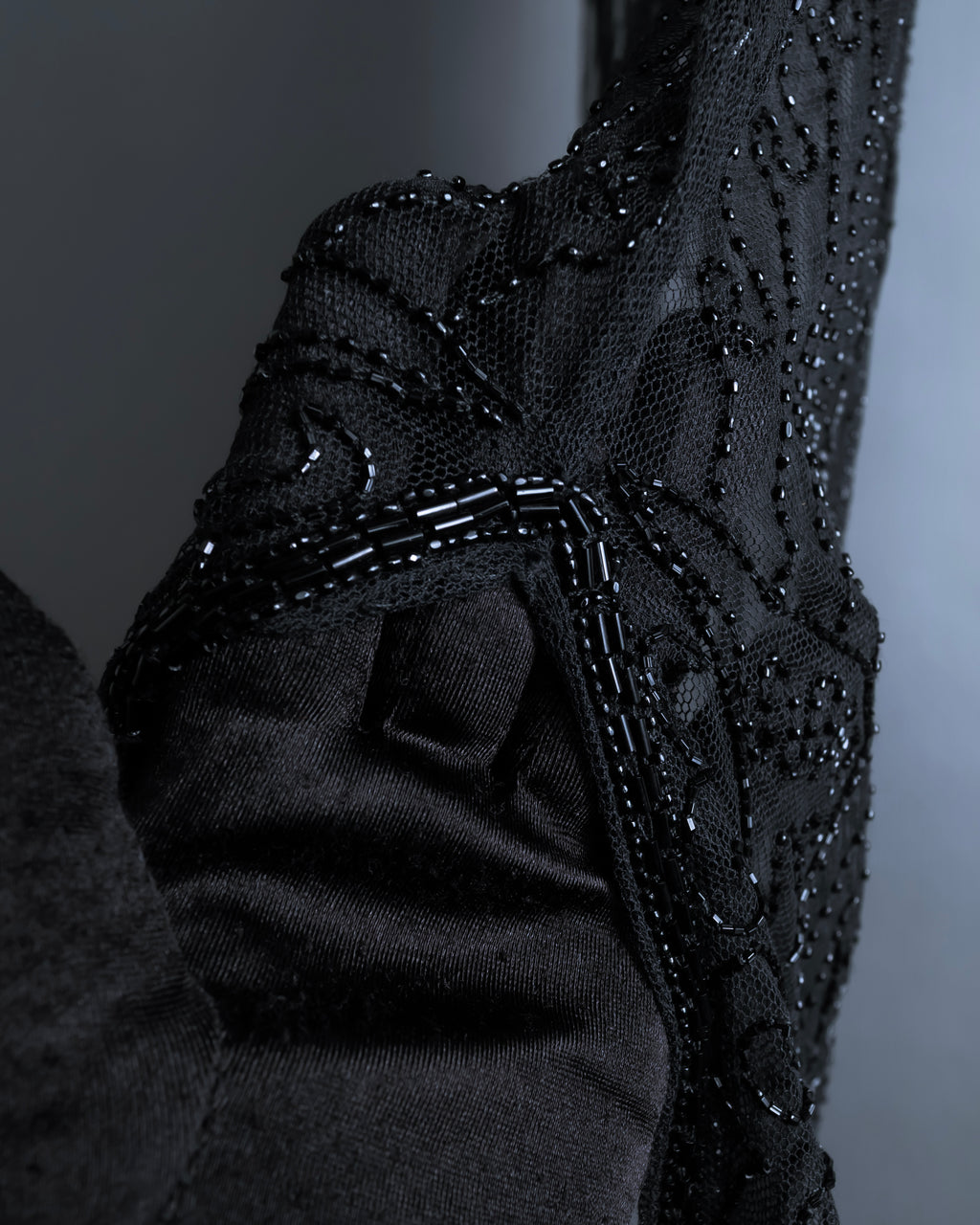 "RRL Ralph Lauren" Sequined beaded plant motif tulle sleeveless dress