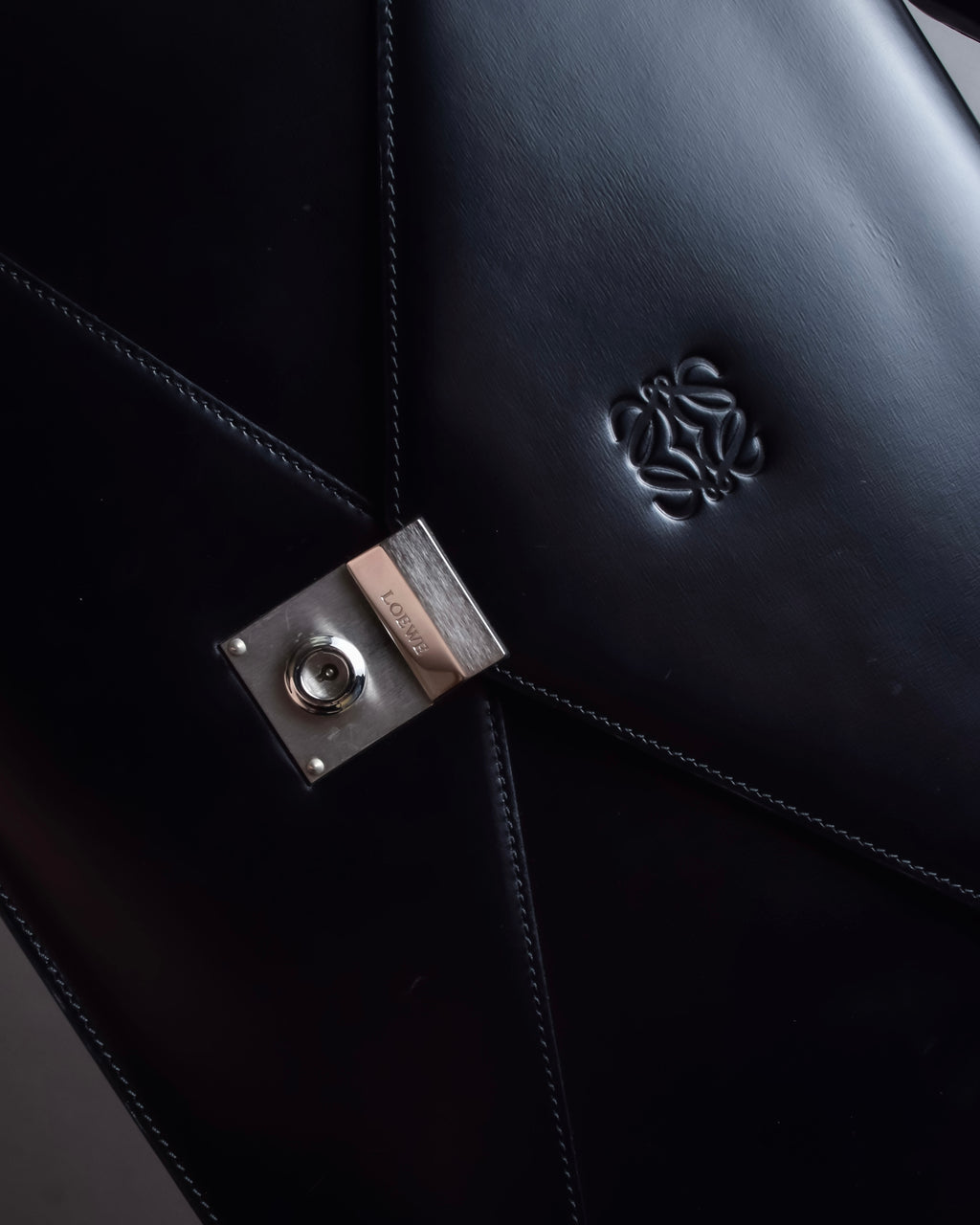 "LOEWE" Logo engraved leather briefcase bag