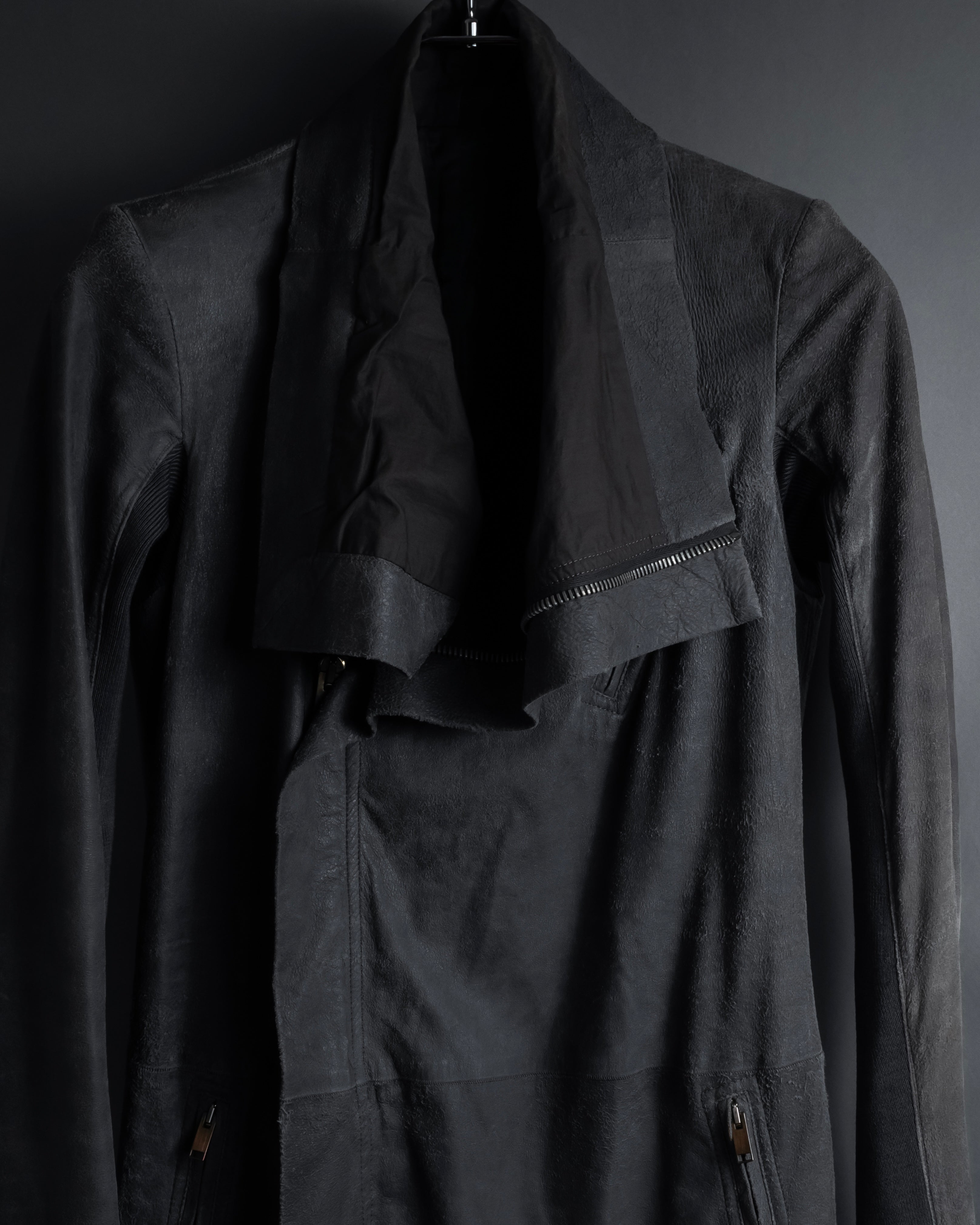 -SPECIAL- "Rick Owens" 13AW Ribbed leather zip-up jacket