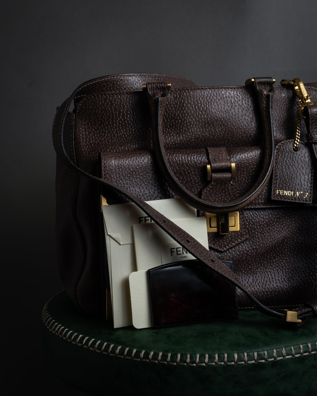 “FENDI” 2010’s Architectural grained leather 3Jours bag