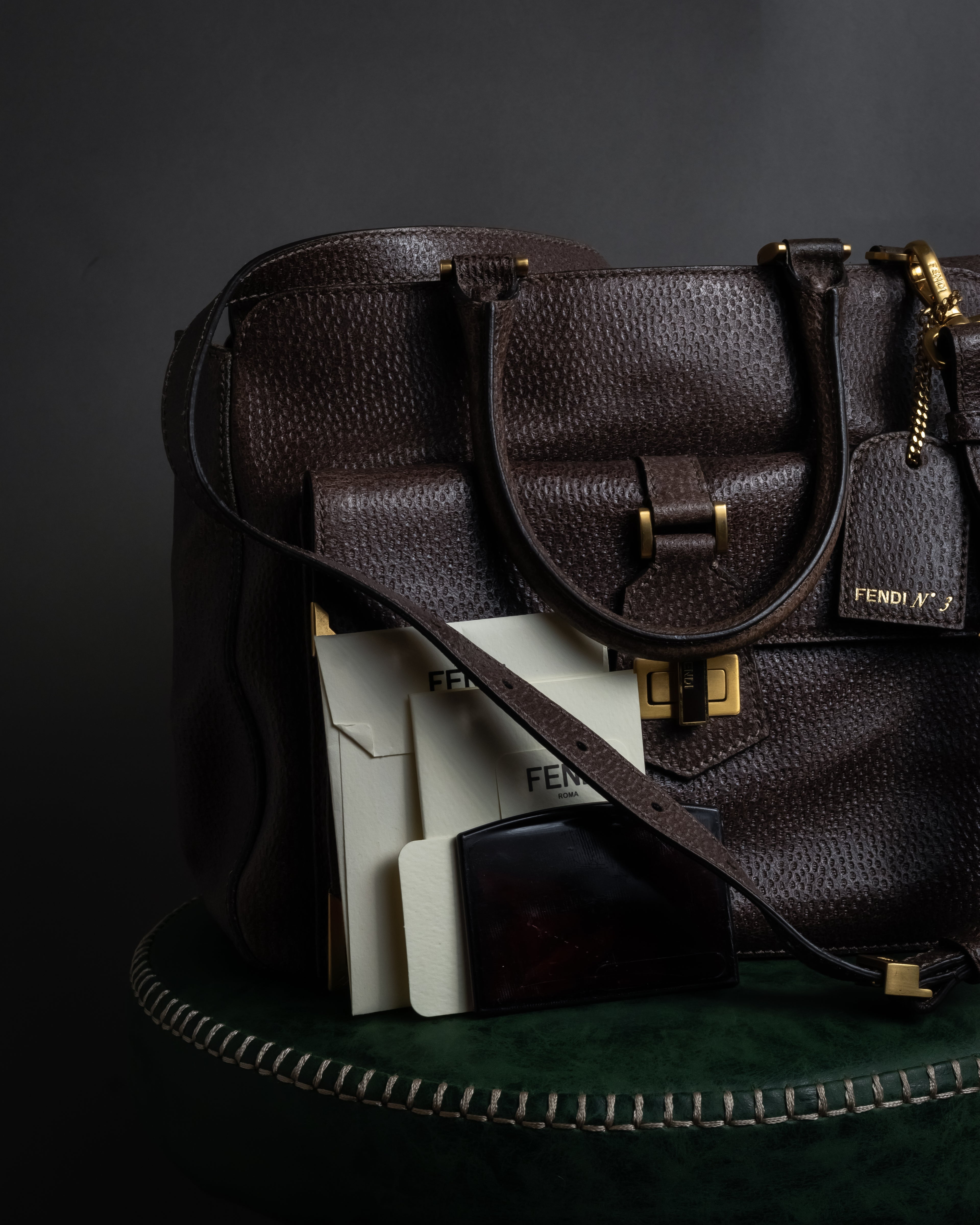 “FENDI” 2010’s Architectural grained leather 3Jours bag