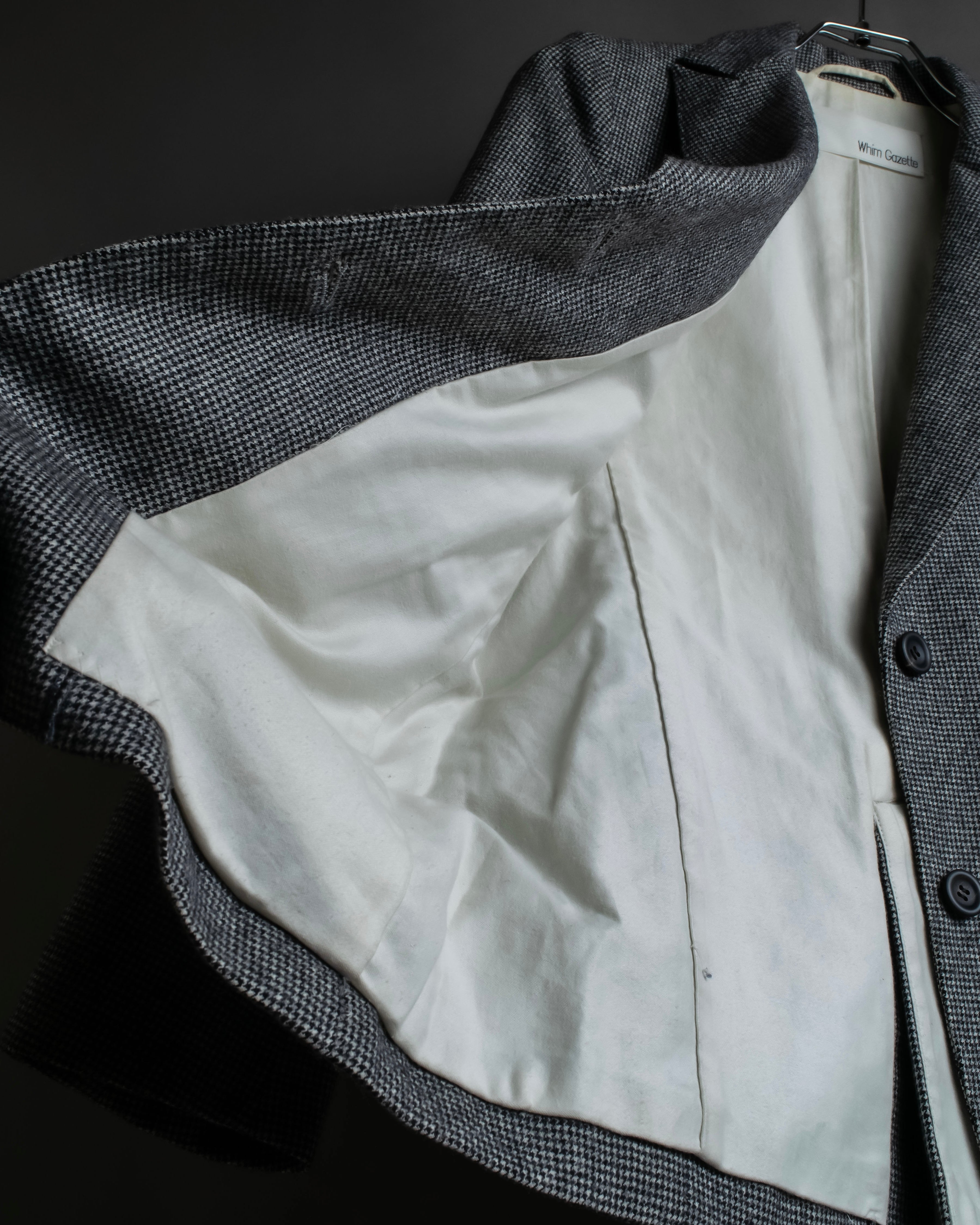 "Whim Gazette" Houndstooth pattern shaped tailored jacket