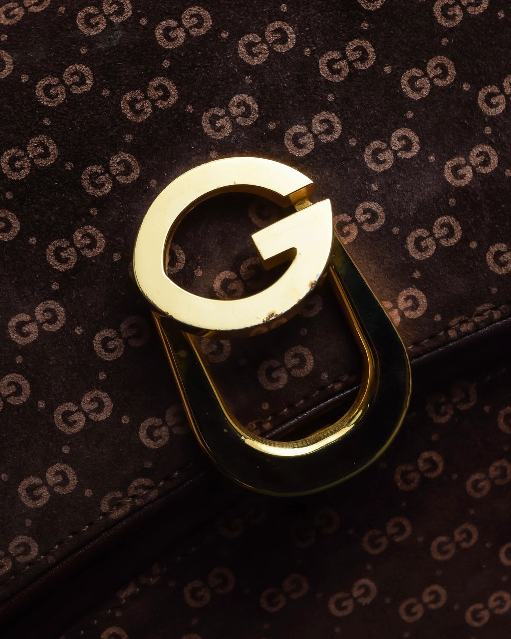 "GUCCI" 70's Embossed suede flap shoulder bag