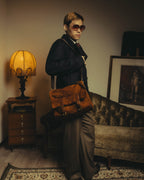 -SPECIAL- "Yves Saint Laurent" 00's Luxurious shearling double buckle messenger bag
