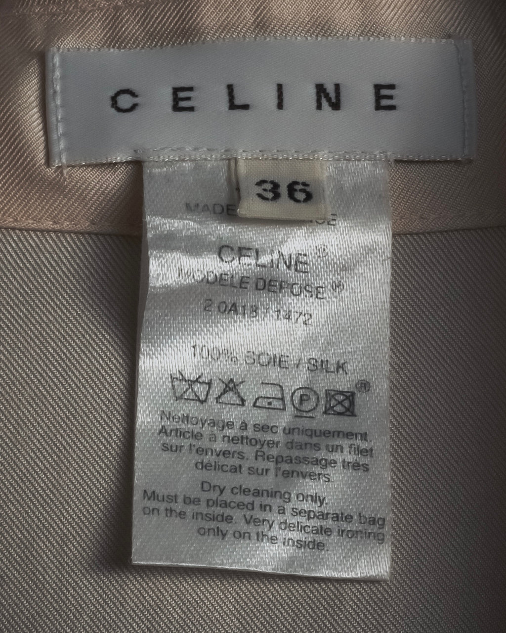 "CELINE" 00’s Piped ruffle silk blouse