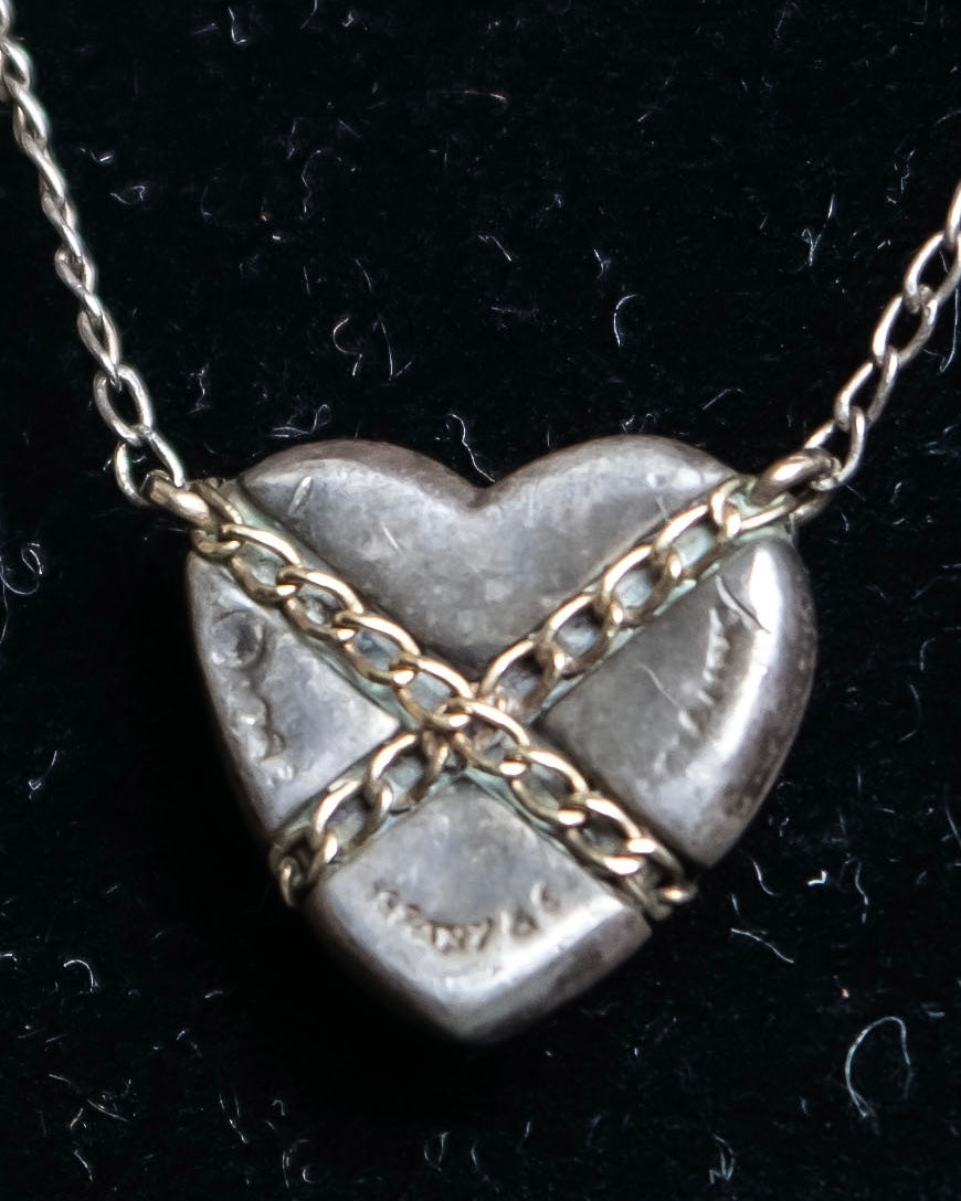 "Tiffany&Co" Chain cross heart motif silver necklace