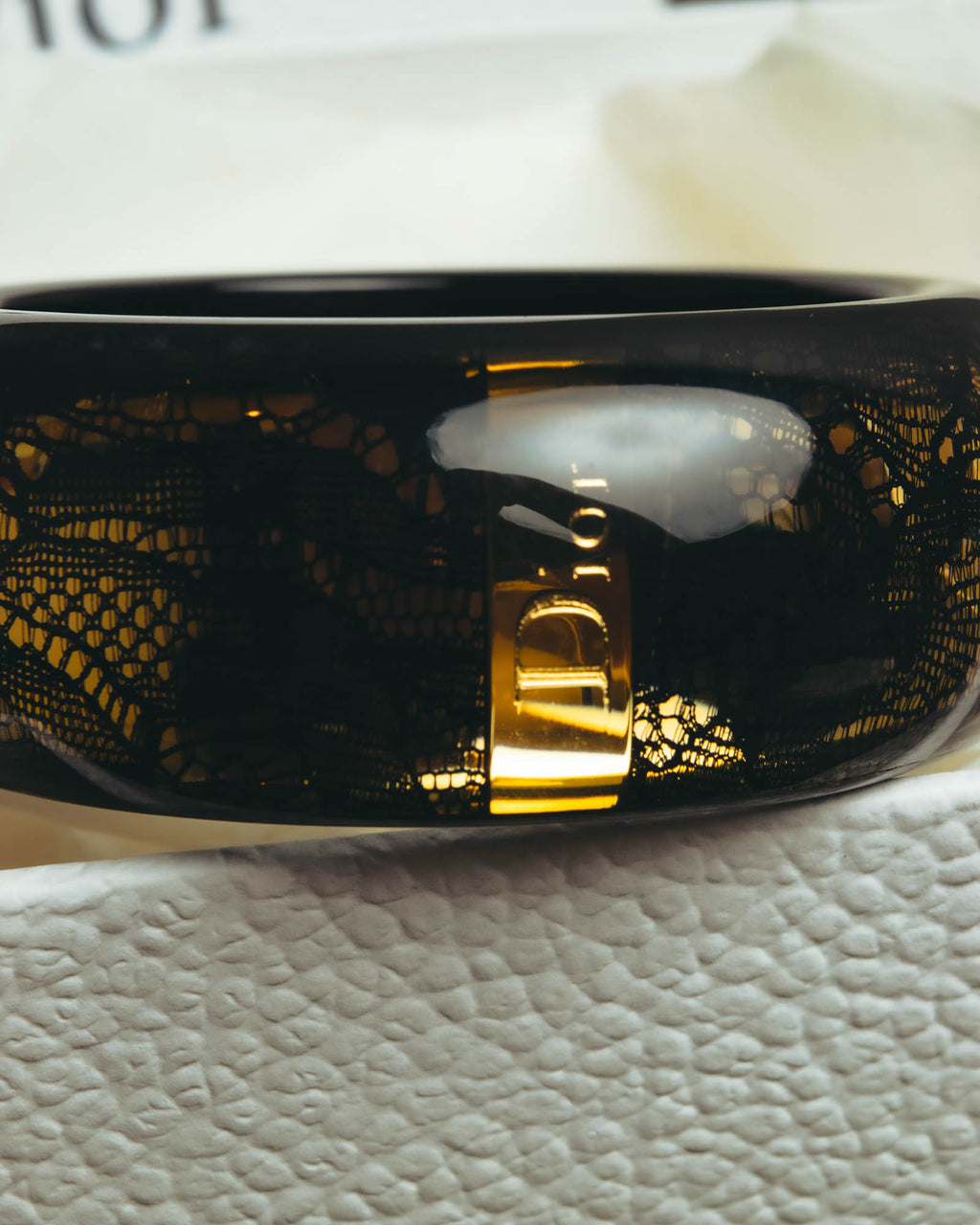 “Dior” 2002-2010 Lace embedded lucite bangle