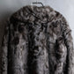 "EMBA" Large collar mid length fur coat