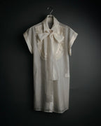 -SPECIAL- “VALENTINO ROMA” 2000’s sheer bow tie ruffled blouse
