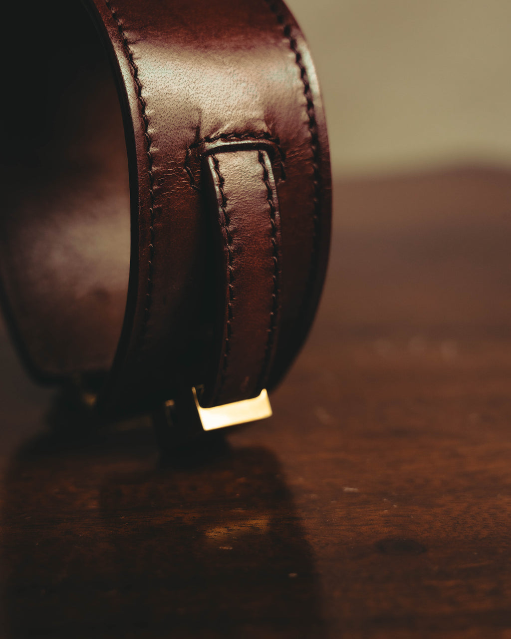 –SPECIAL– "Saint Laurent" 10's Burgundy leather wide cuff bracelet with antique gold buckle