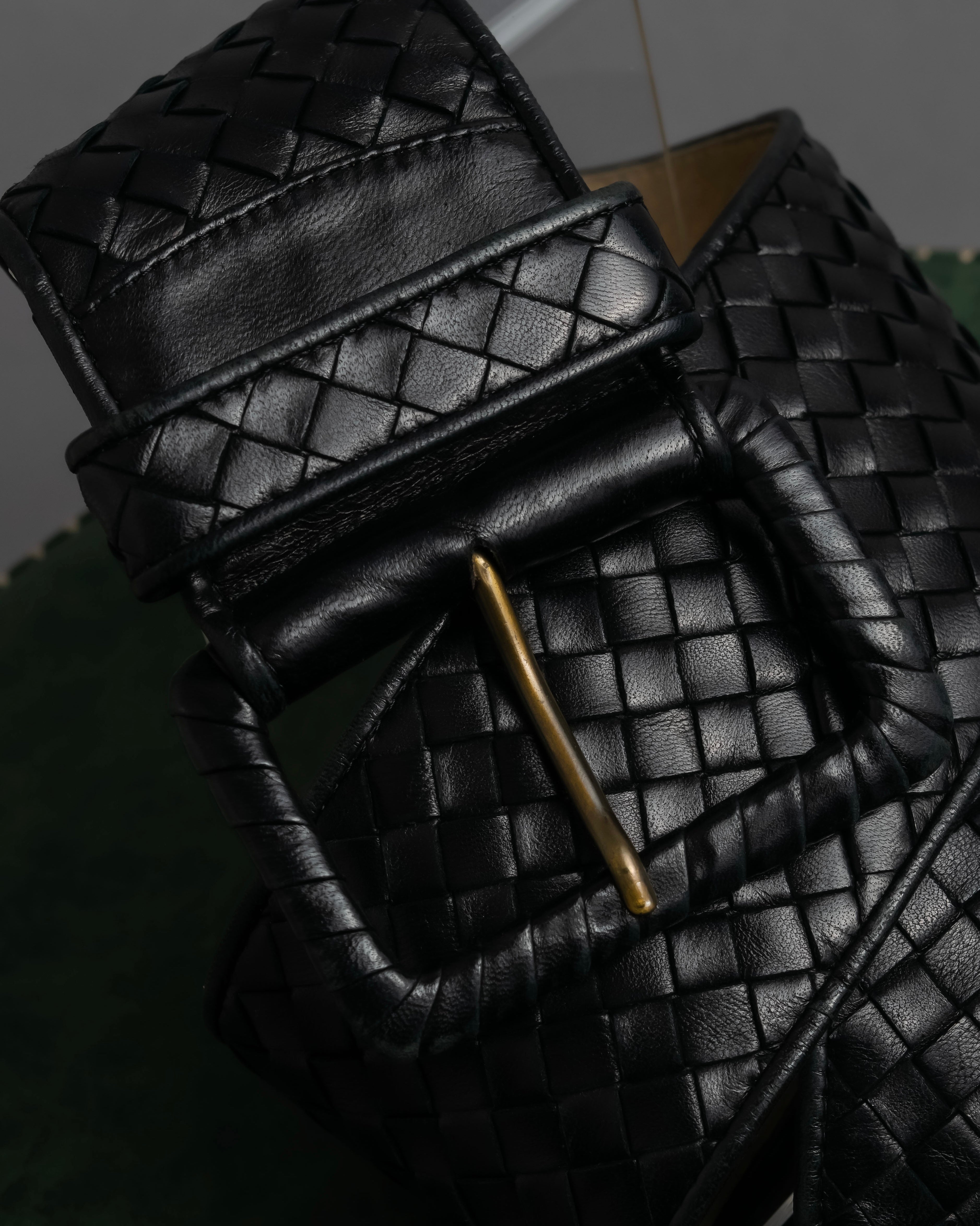 "BOTTEGA VENETA" Intrecciato style wide leather belt