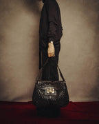 -SPECIAL- “Salvatore Ferragamo” 00’s-10’s Leather scale appliqué gancini shoulder bag