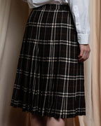 "BURBERRY" Brown tartan check pleated wrap skirt