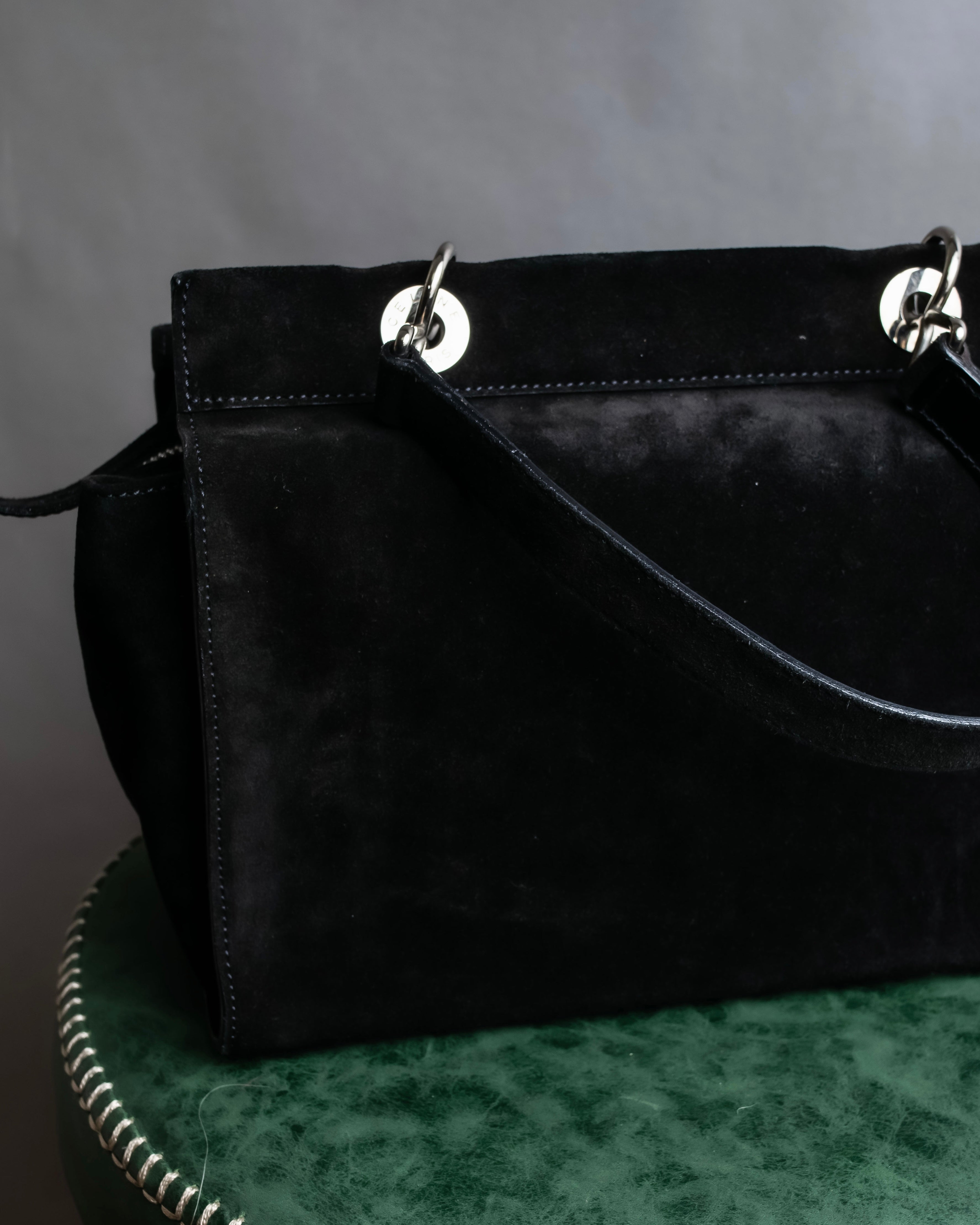 "CELINE" Horizontal form suede one-handle bag