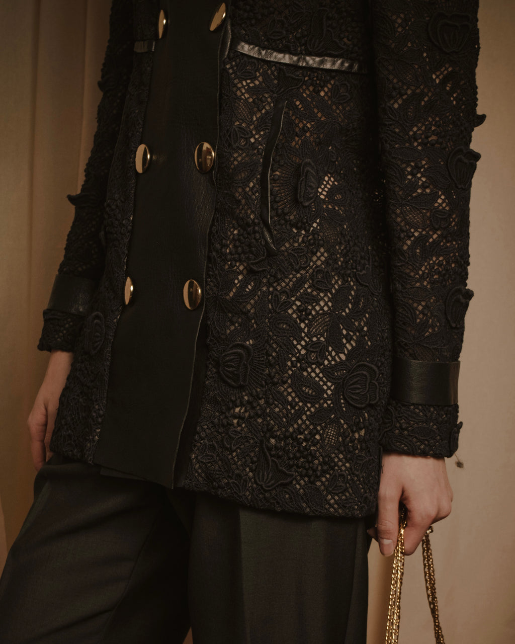 –SPECIAL– "VALENTINO"
Early 2010s lace and leather double-breasted jacket