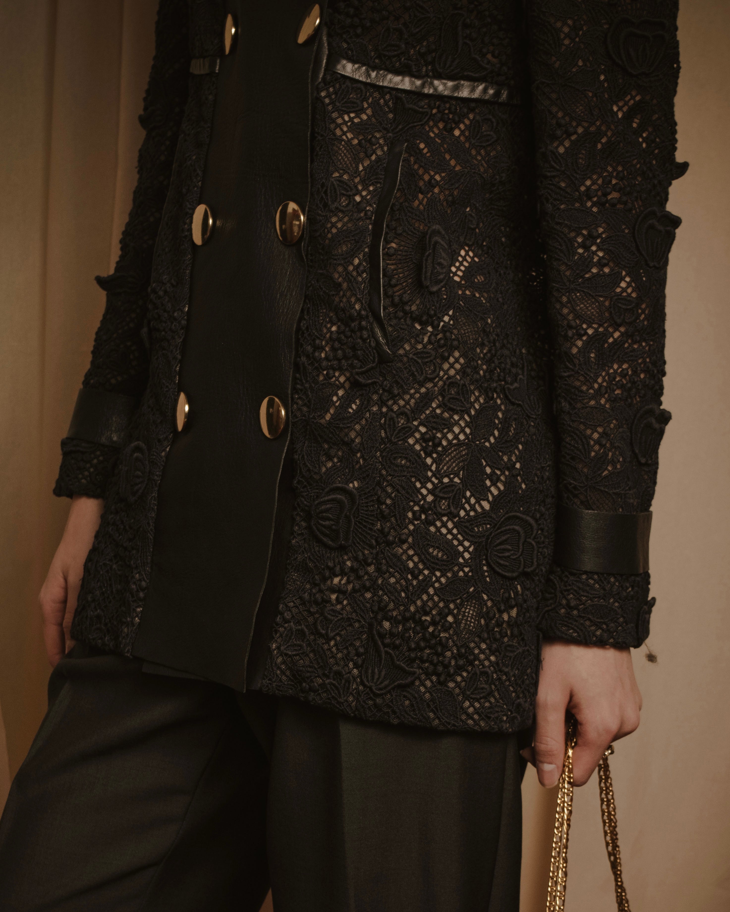 –SPECIAL– "VALENTINO"
Early 2010s lace and leather double-breasted jacket