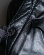 "Claude Montana" Drawcord detail stand-up collar leather blouson