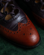 "HERMES" Medallion design combination leather heel shoes