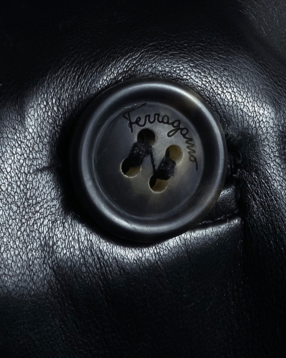 "Salvatore Ferragamo" Straight silhouette leather tailored jacket