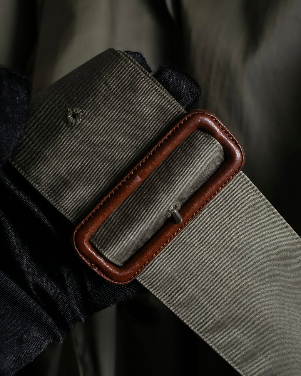 "Burberrys" Dark khaki belted trench coat