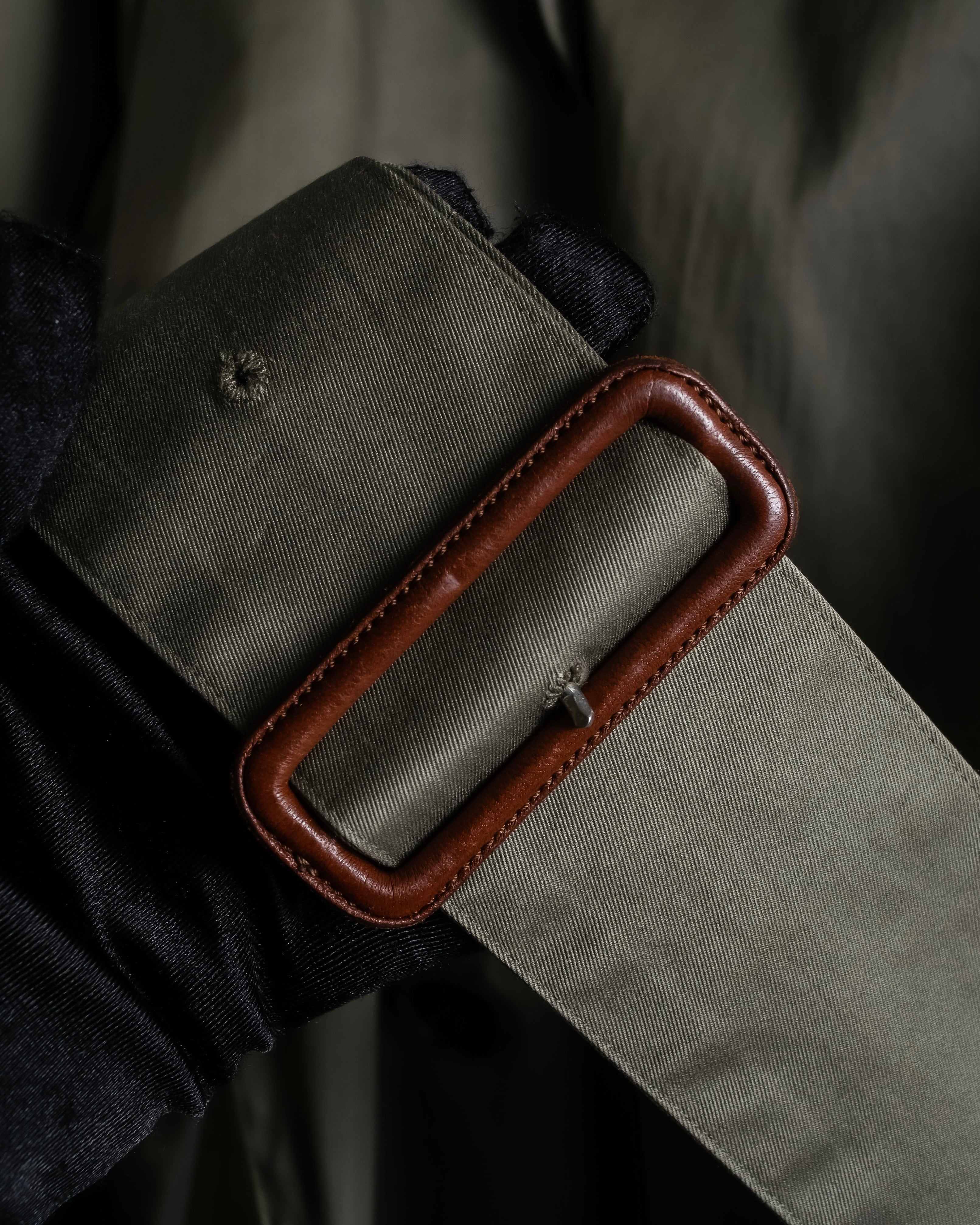 "Burberrys" Dark khaki belted trench coat