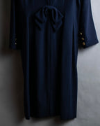 "BALENCIAGA" Gold button design navy color dress