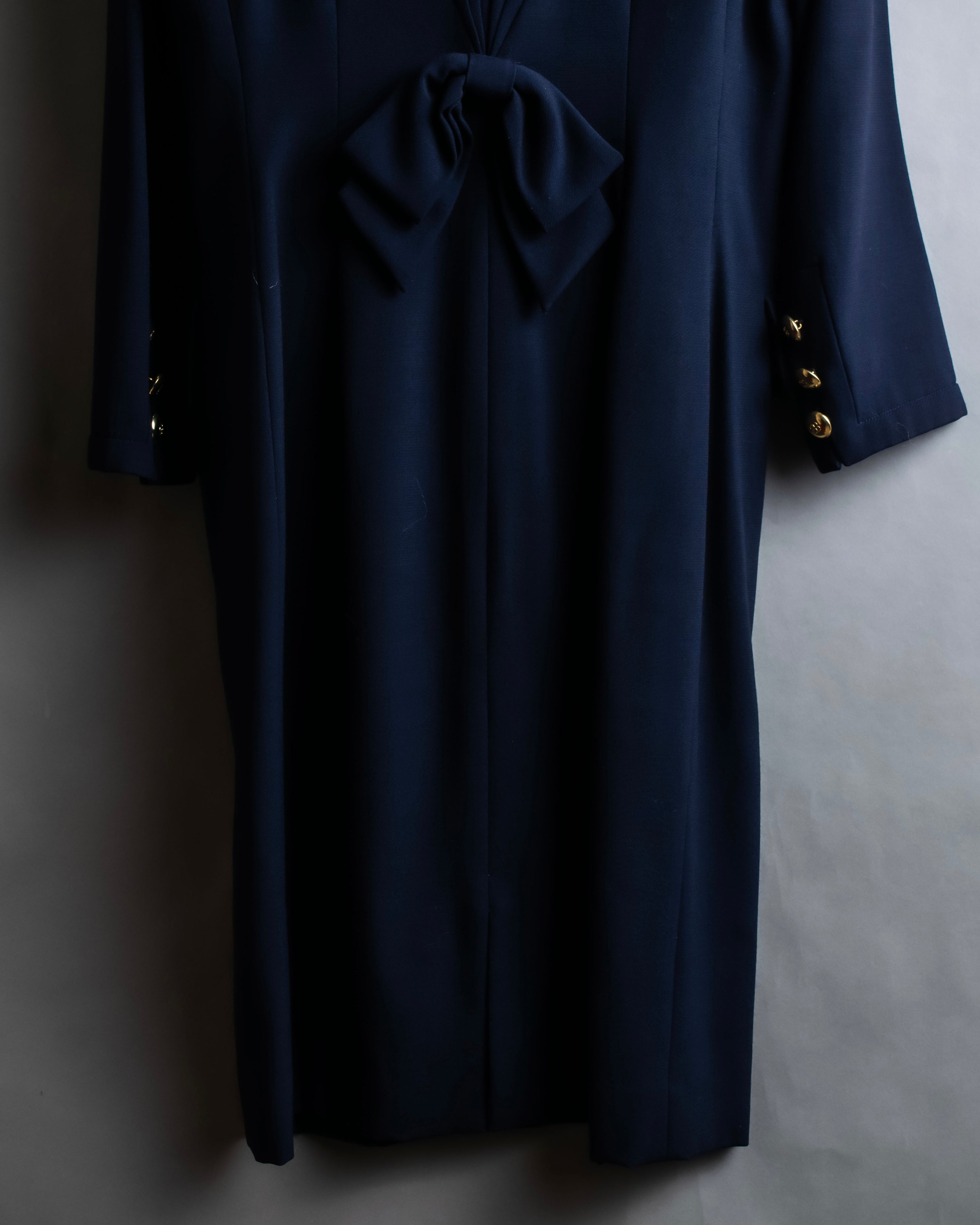 "BALENCIAGA" Gold button design navy color dress