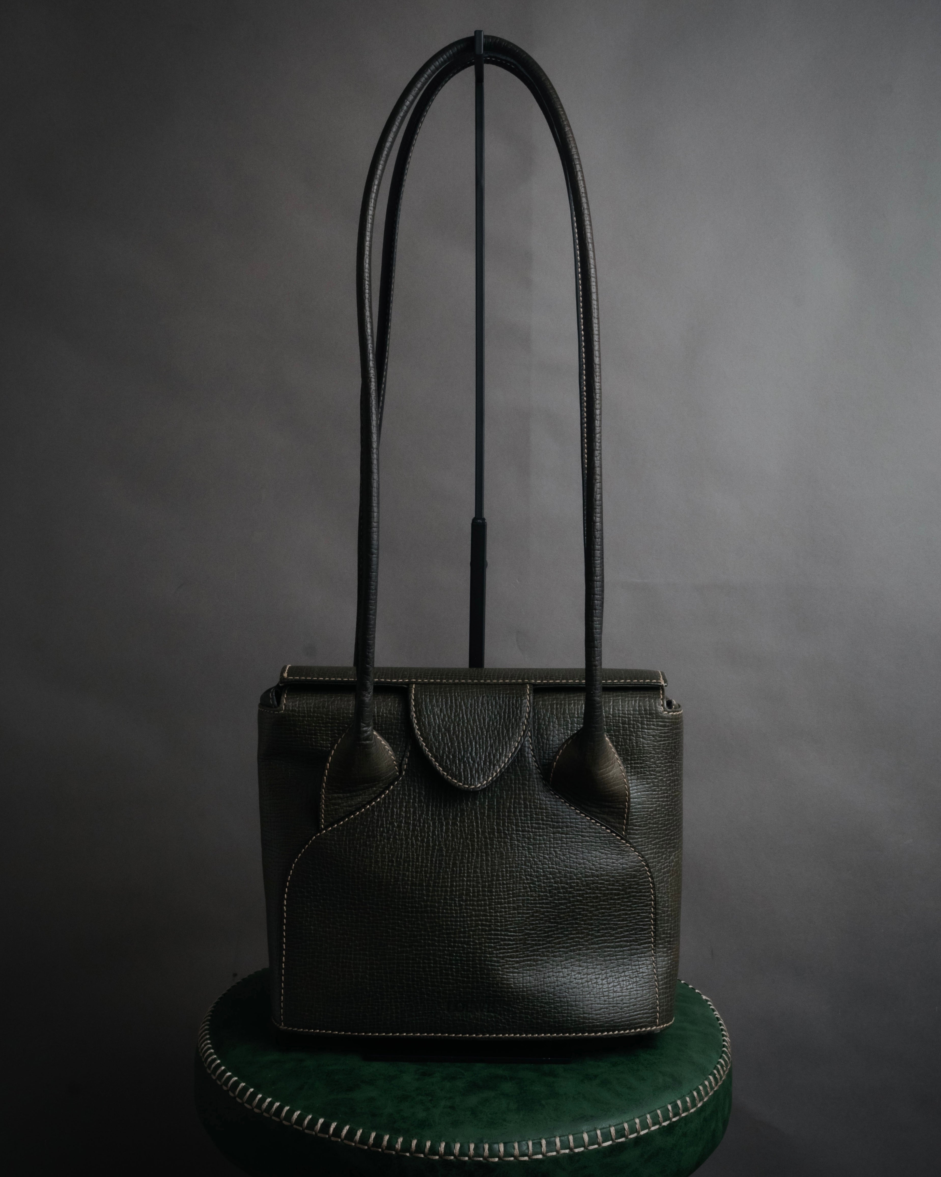 “LOEWE” 90’s Structured long handle leather shoulder bag