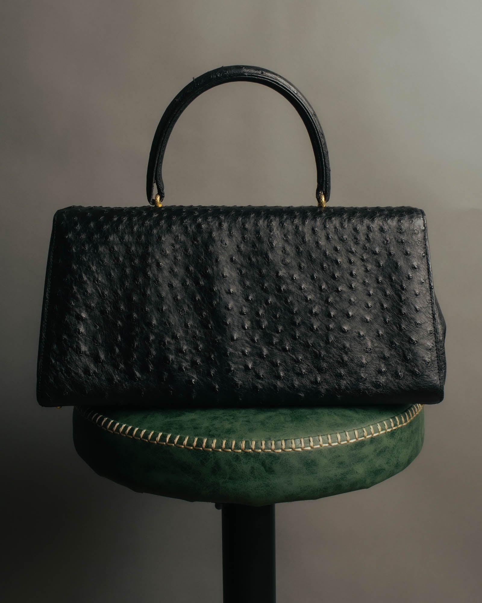 “Jardin des Sacs” 80’s-90’s Ostrich leather top handle bag