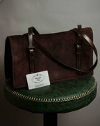 "PRADA" Leather loop strap design suede leather bag
