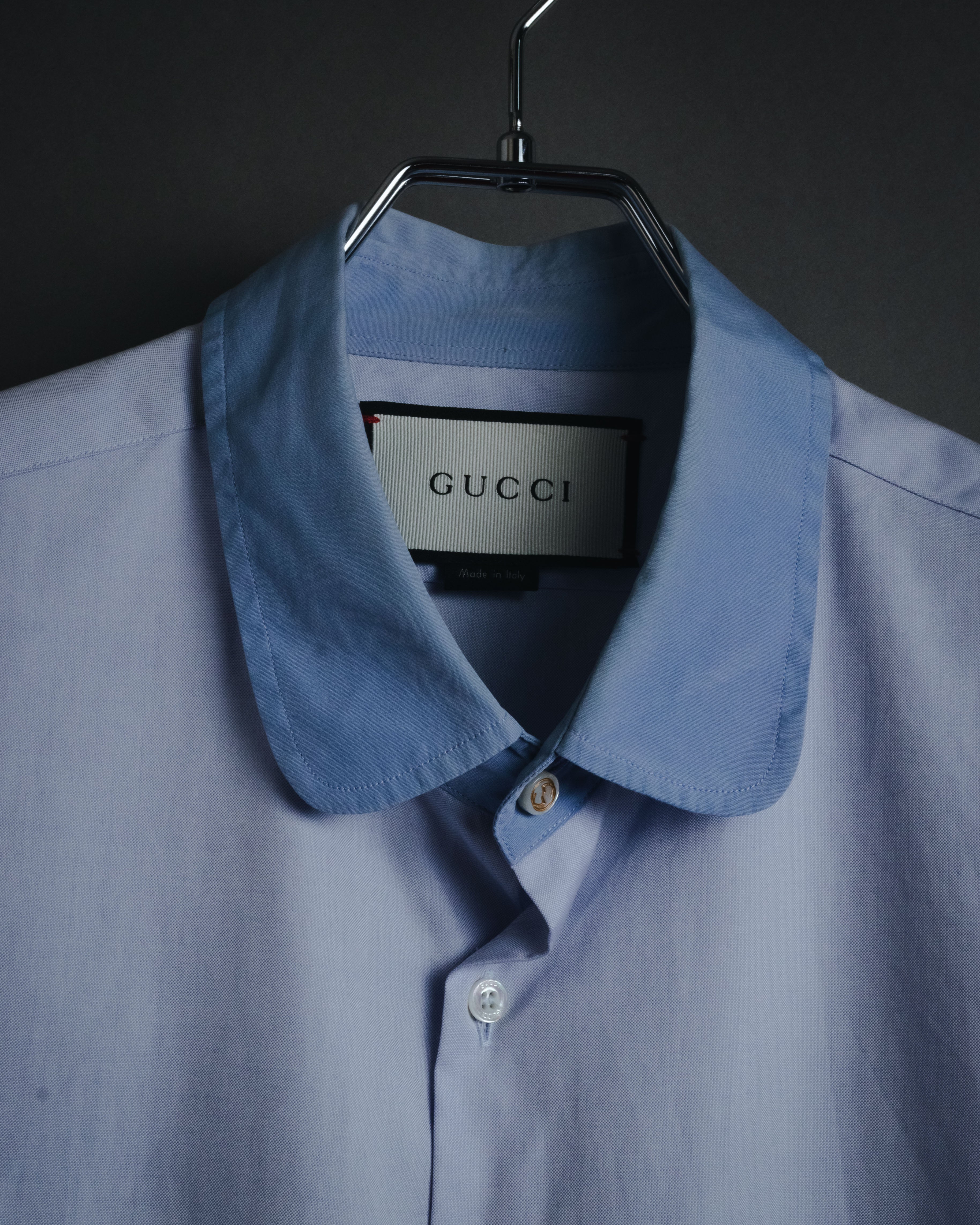"GUCCI" Michele design tonal contrast-collar classic dress shirt