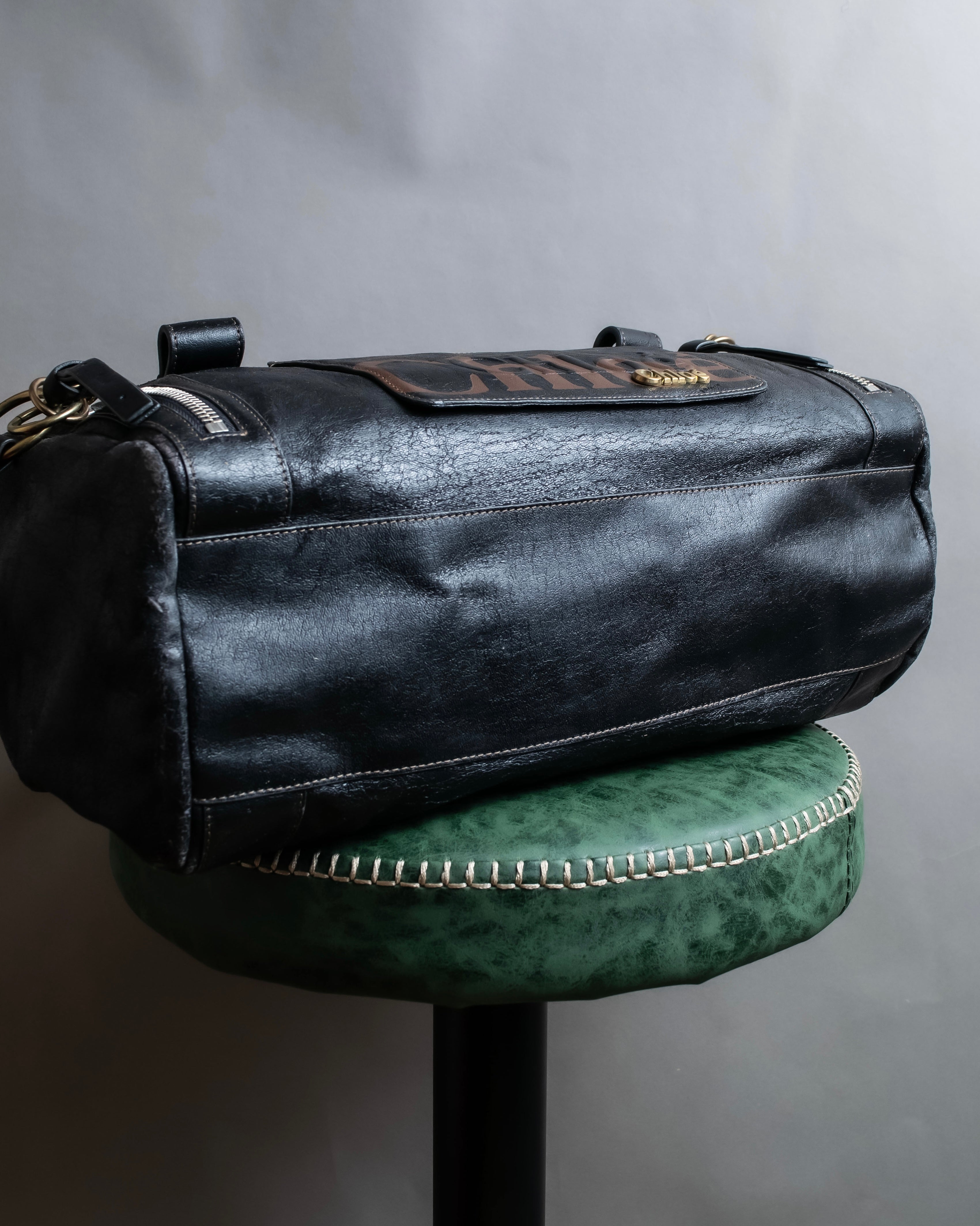 "Chloe" Eclipse series logo engraved leather mini boston bag