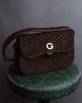 "GUCCI" 70's Embossed suede flap shoulder bag