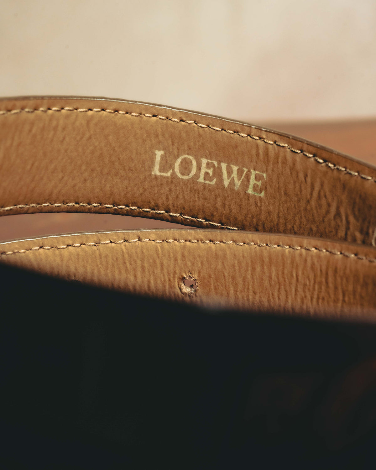 -SPECIAL- “LOEWE” 80’s-90’s Crocodile pattern anagram leather belt
