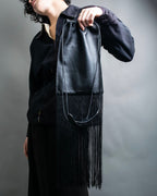 “JIL SANDER” Fringe detail flat drawstring shoulder bag