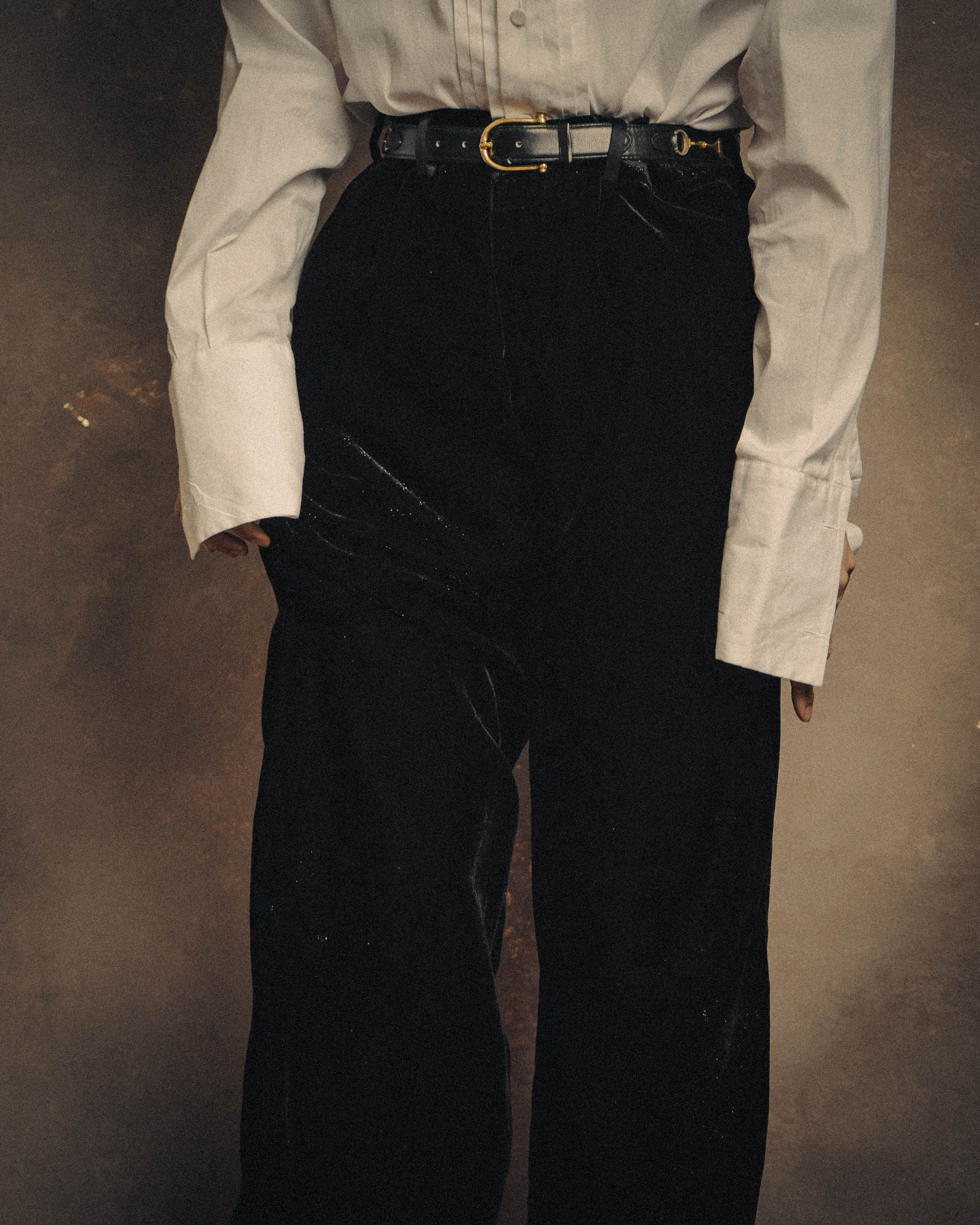 -SPECIAL- “SAINT LAURENT” 2016’s- lamé velvet tuxedo trousers