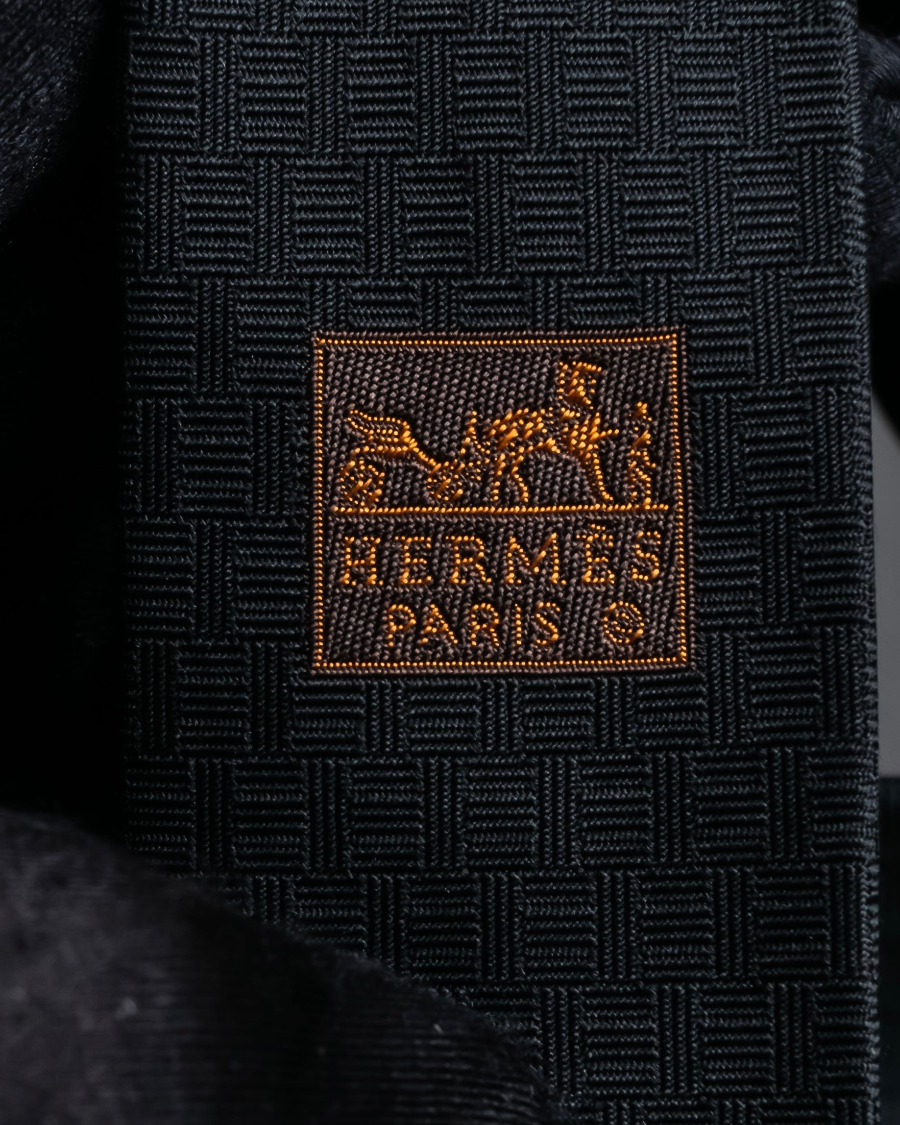 "HERMES" Dice embroidery design silk neck tie