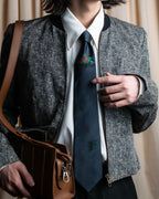 "DOMINIQUE FRANCE" Rose flower pattern silk necktie