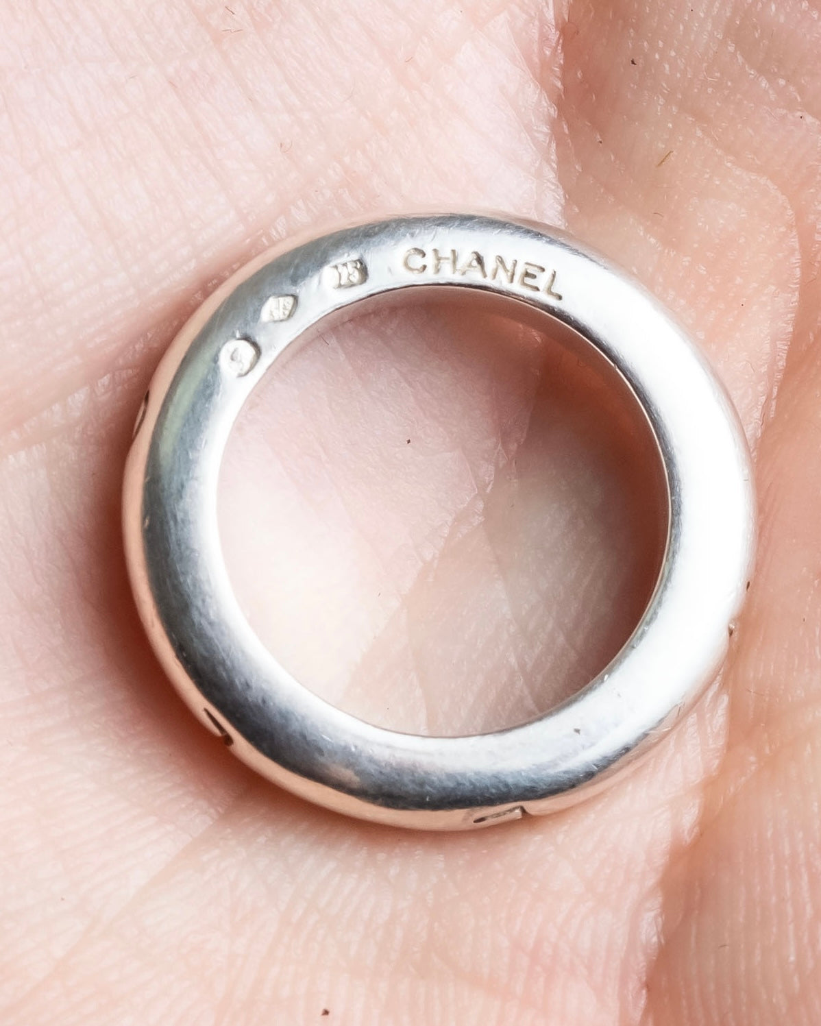 "CHANEL" Silver 925 three connected rings