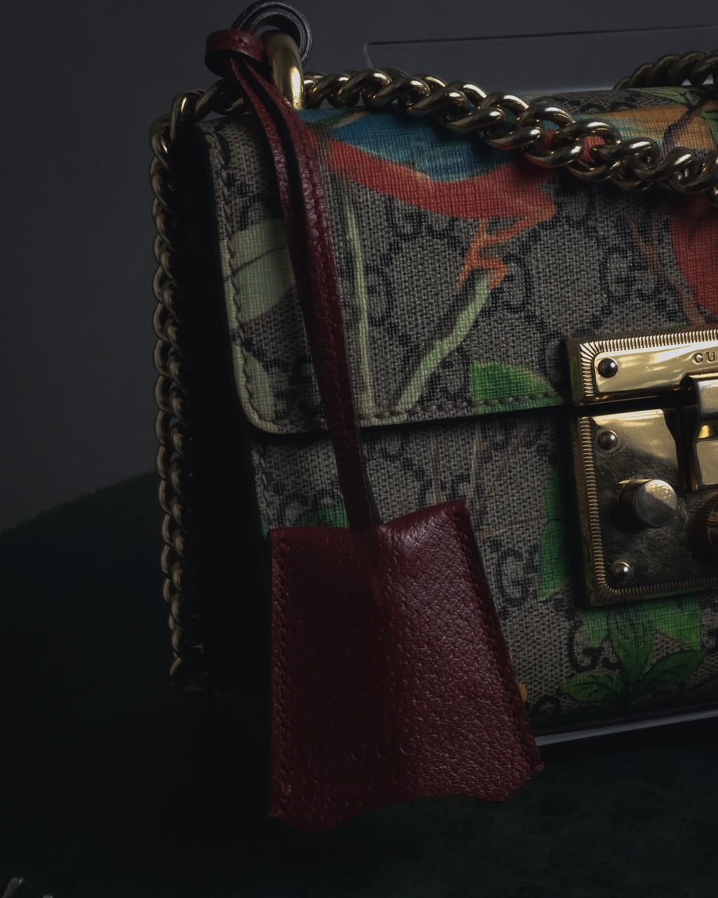 -SPECIAL- "GUCCI" Michele-era floral padlock design chain shoulder bag