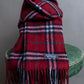 "BURBERRYS" 100% cashmere traditional check pattern fringe design muffler