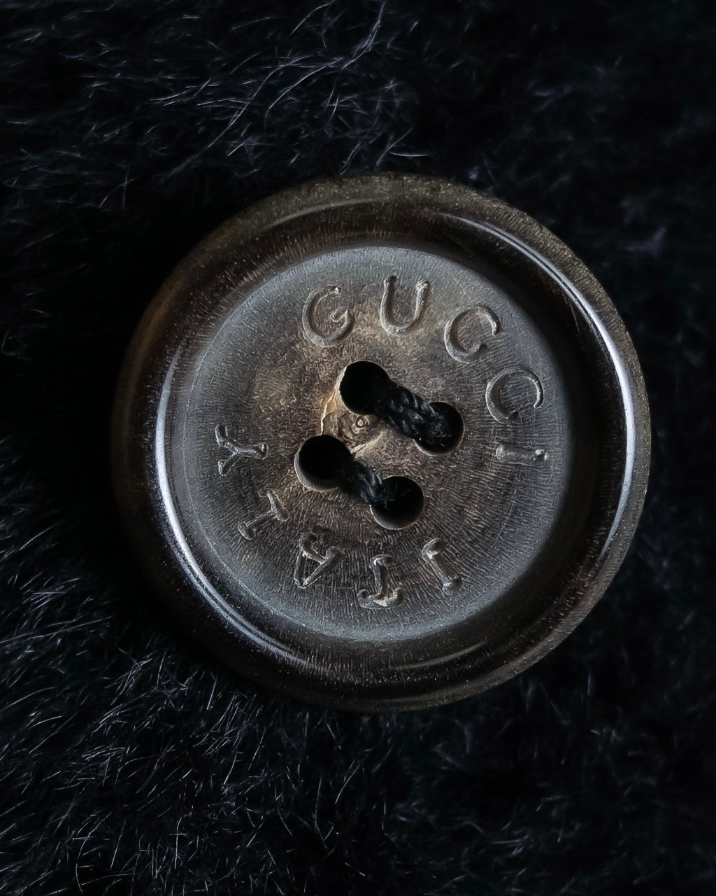 "GUCCI" 80's Gold button design brushed wool long chester coat