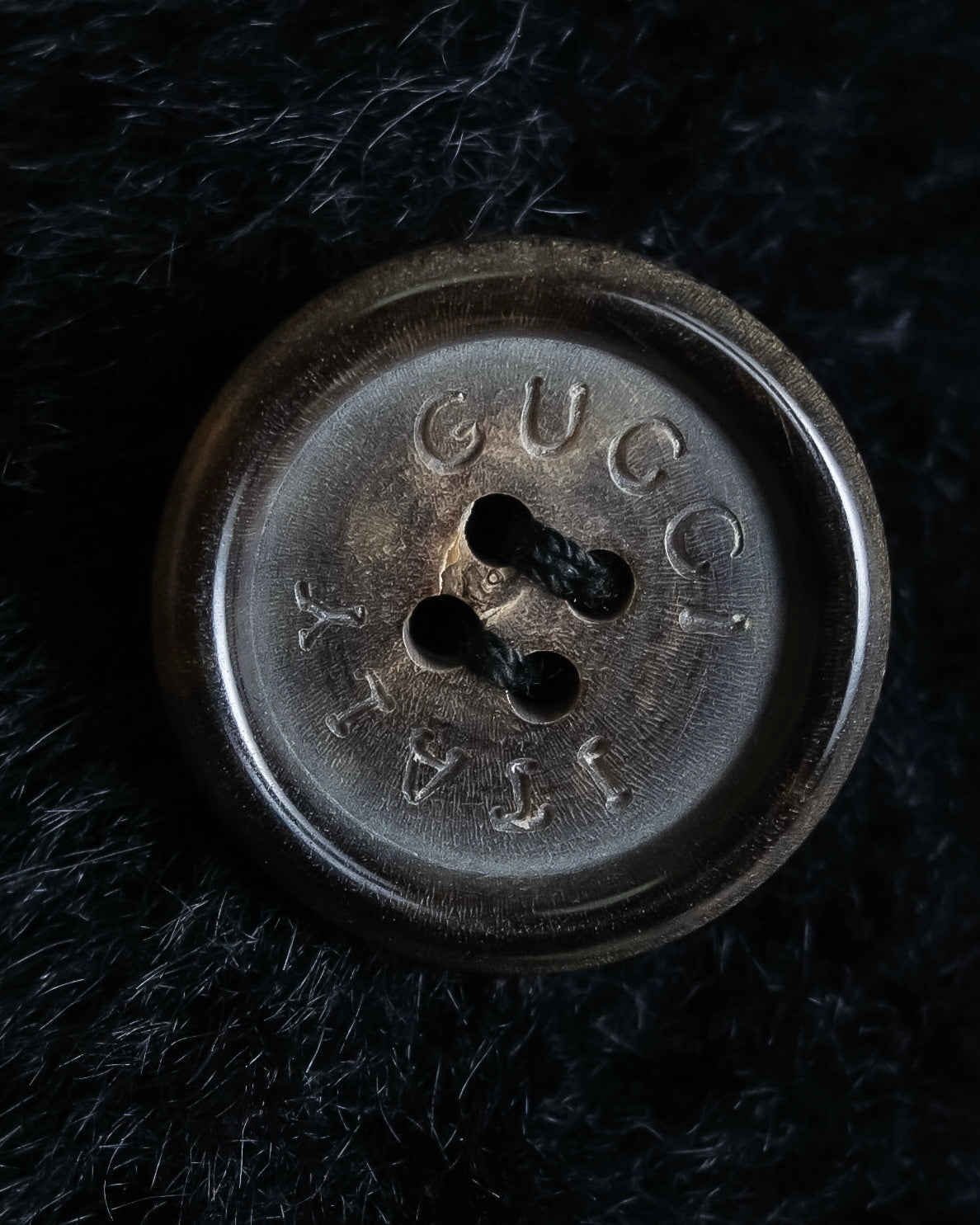 "GUCCI" 80's Gold button design brushed wool long chester coat