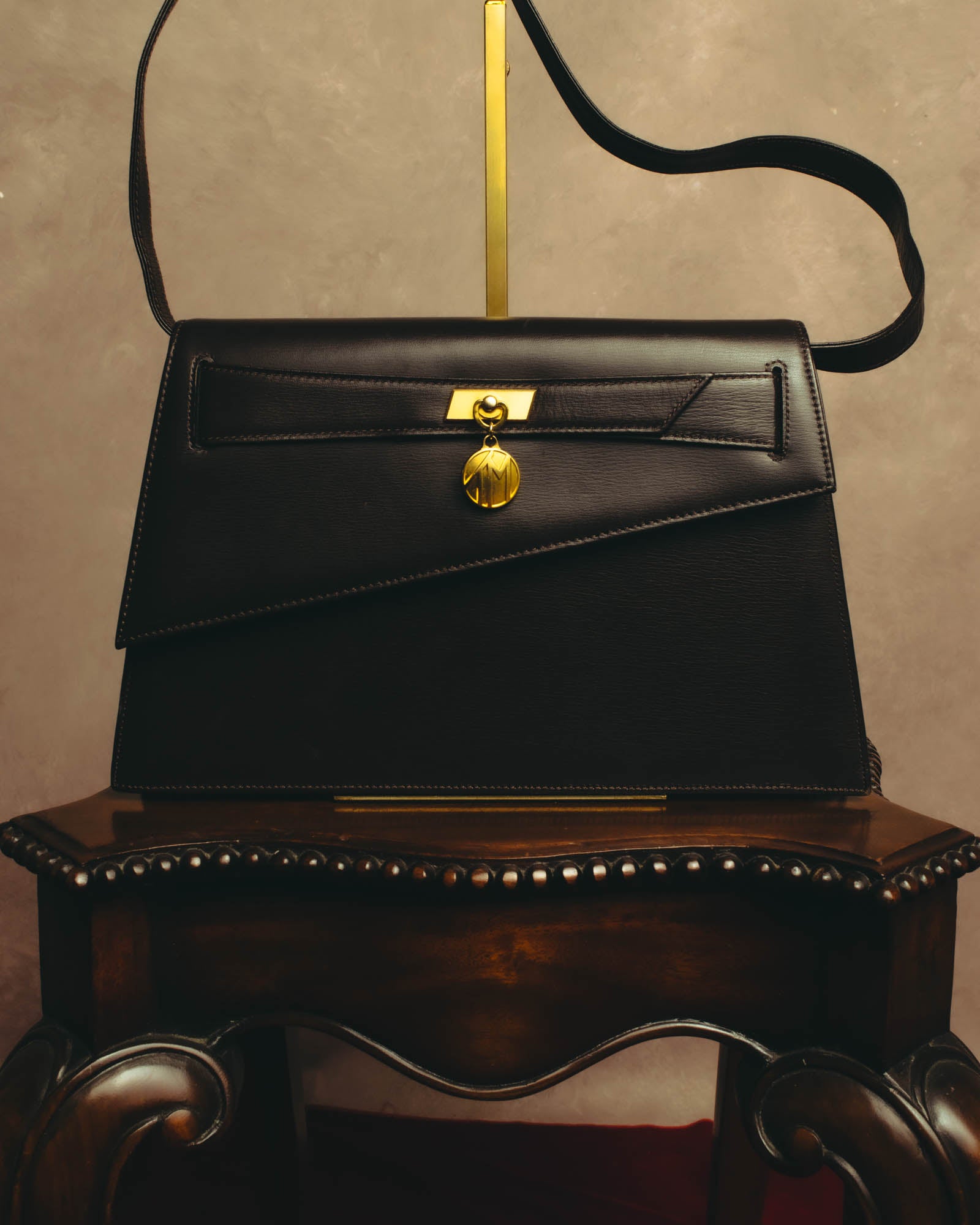 "Thierry Mugler" 80's-90's Architectural leather shoulder bag