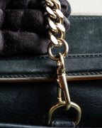 "Chloe" Leather &amp; canvas combination design chain crossbody bag