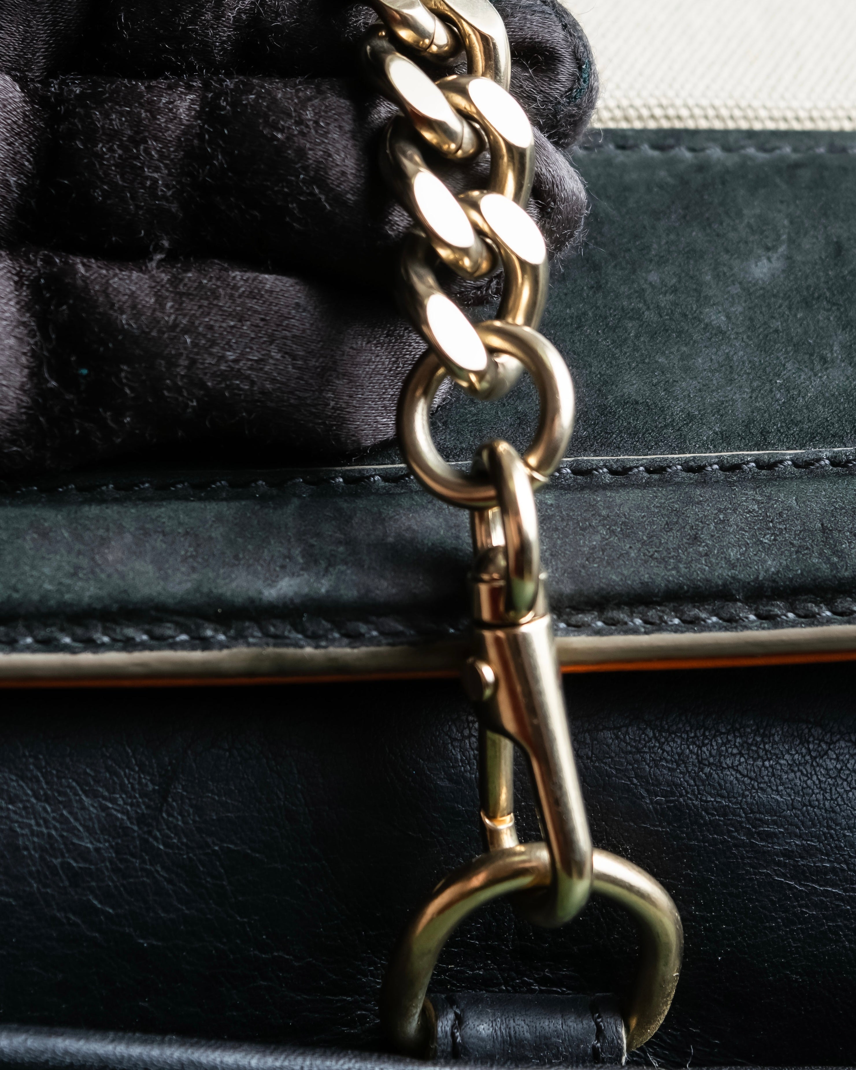 "Chloe" Leather &amp; canvas combination design chain crossbody bag