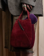 "LOEWE" Deep red color triangle suede bag