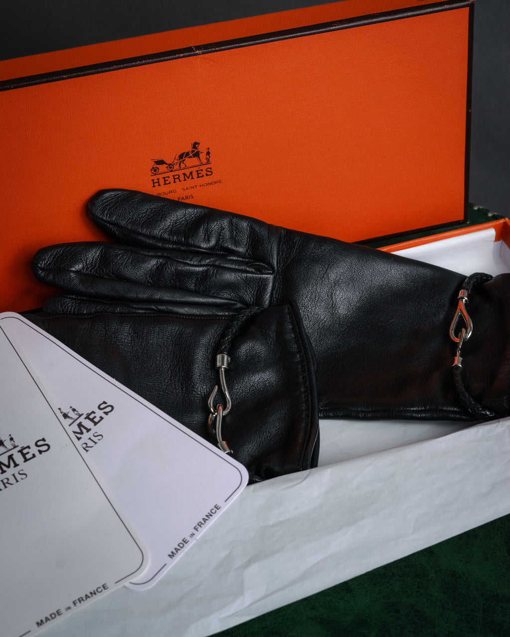 “HERMES” 2000’s Jumbo hook leather gloves