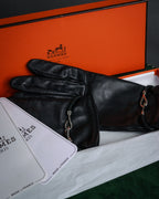 “HERMES” 2000’s Jumbo hook leather gloves