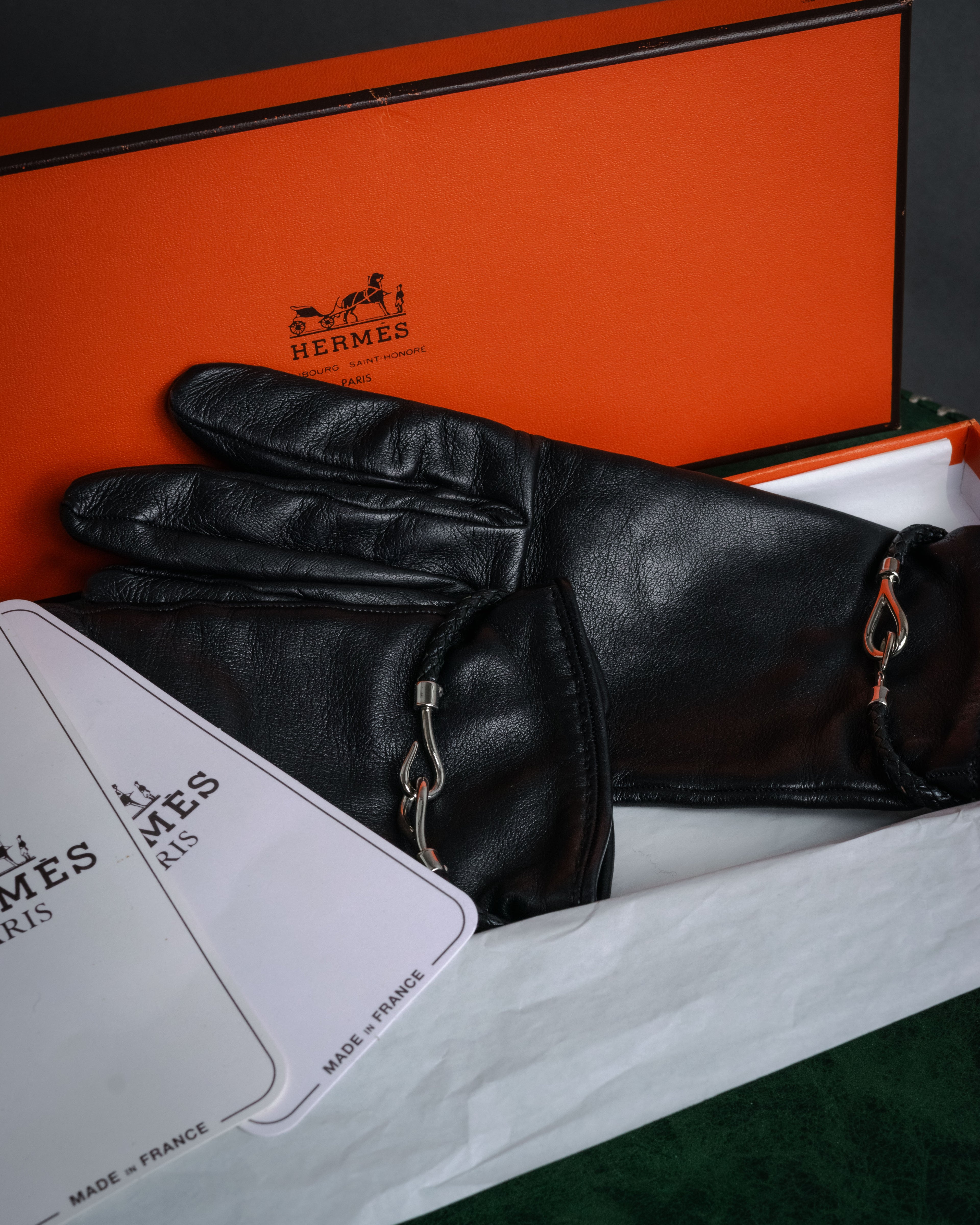 “HERMES” 2000’s Jumbo hook leather gloves